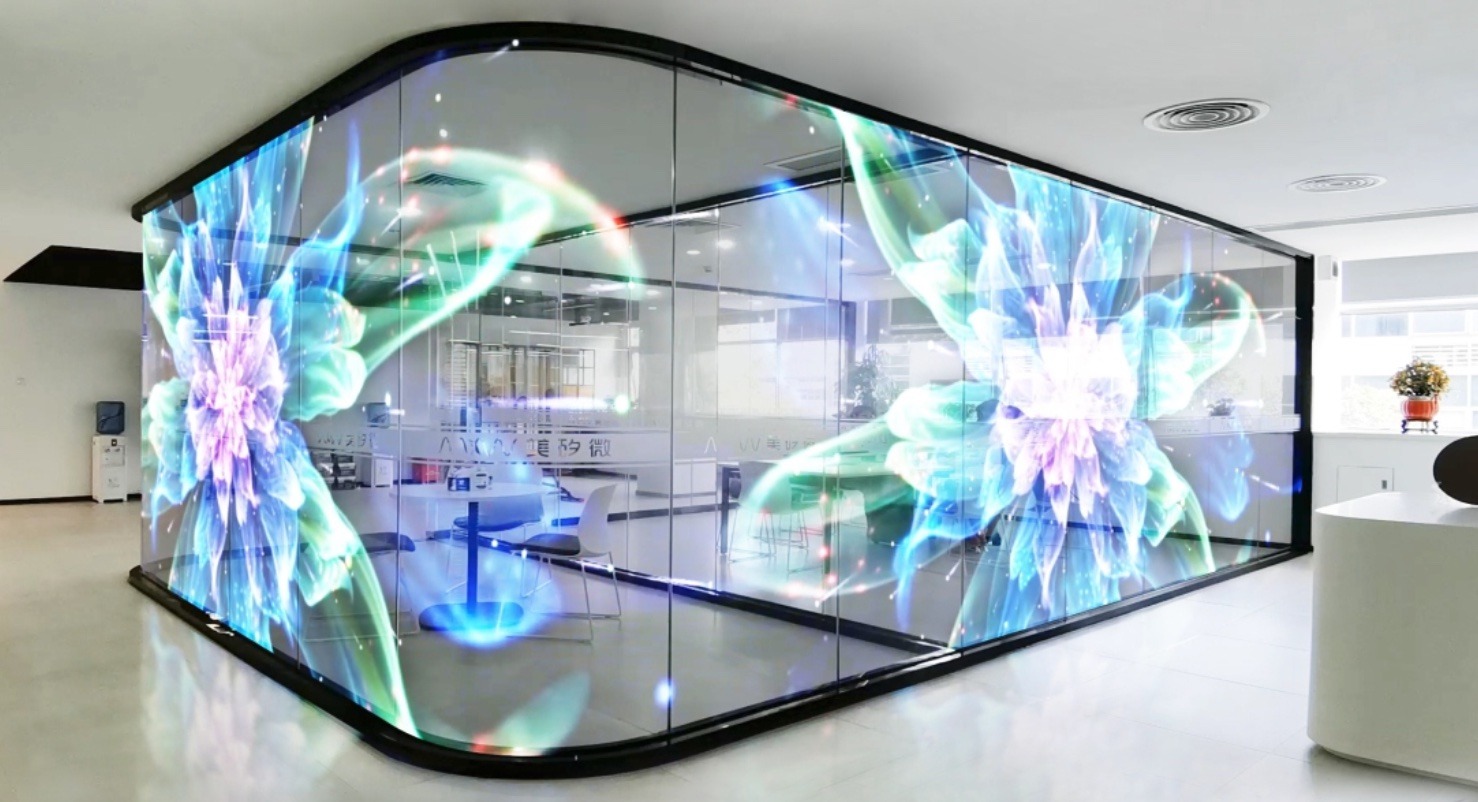 Interior glass room with LED display